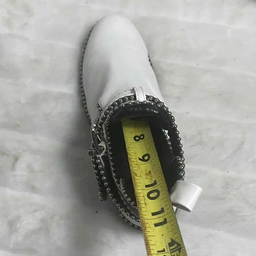 Sergio Todzi GF0707 white studded ankle boots with adjustable buckle str…